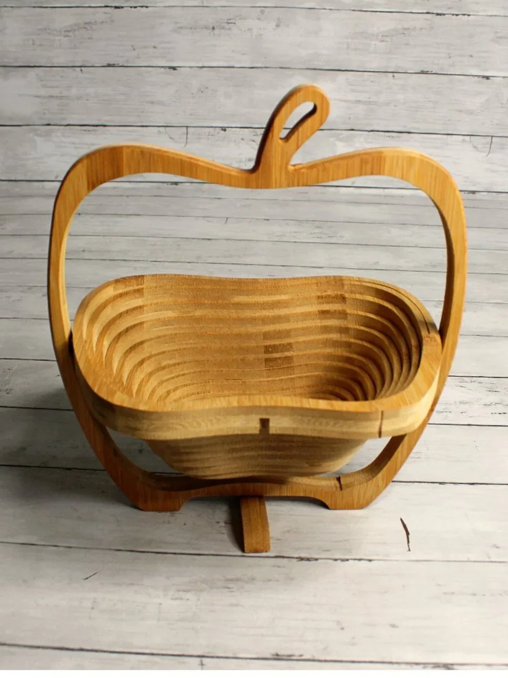 Oh Nuts! Wooden Apple Basket Fruit Bowl Collapsible